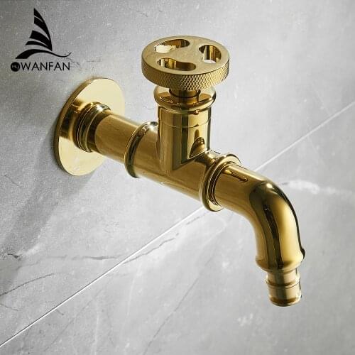 Bibcock Faucet Retro Euro Matte Gold Washing Machine Faucet Toilet Mop Small Faucet Wall Mount Outdoor Garden Tap 20i04K