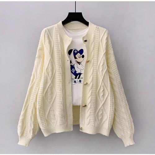 Students Stylish 2021 New Single-Breasted Casual Twisted Fall Cardigans All-Match Full-Sleeved Brief Women Basic Short Sweaters