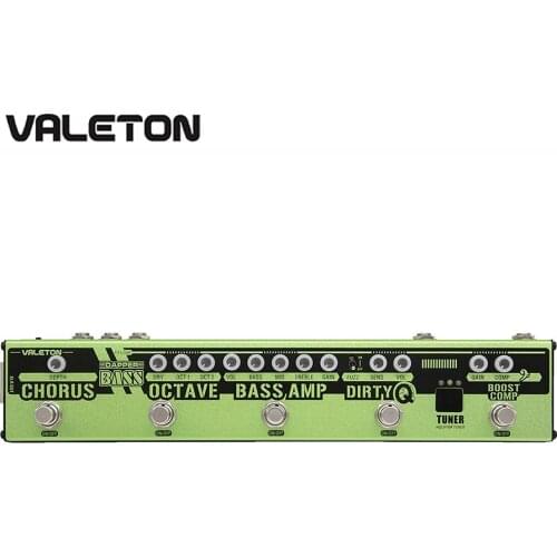 Valeton Dapper BASS Multi Effects Pedal Strip 6 in 1 Multi Effect Bass Tuner,Chorus,Octaver,Dirty Q & Boost Comp,Tuner VES-2