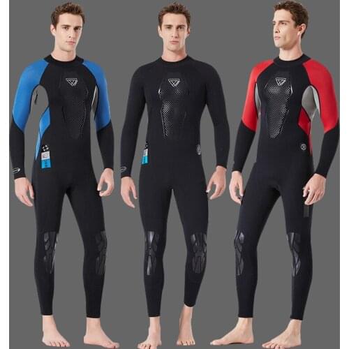 Adult Men Diving Suit 3MM SCR Neoprene Wetsuit High Elasticity One-piece Long Sleeve UV Protection Keep Warm Swimwear Surf Suit