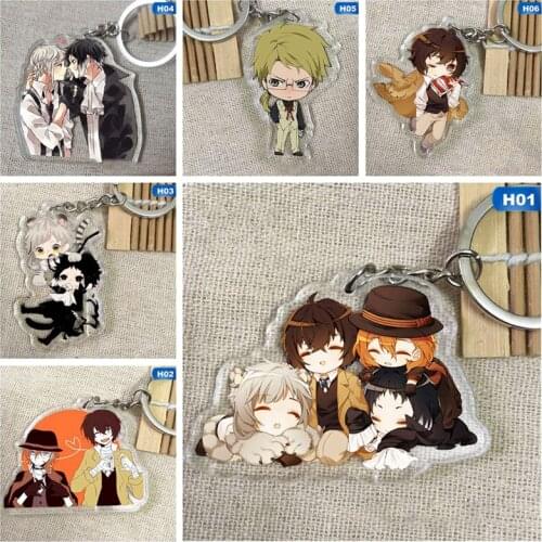 Japan Anime Bungou Stray Dog Atsushi Keychain Double Sided Acrylic Key Chain Pendant Key Rings for Backpack Keyring Jewelry Gift