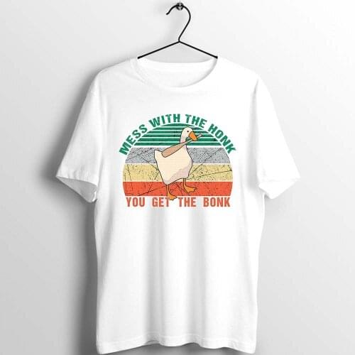 Funny T Shirt Women Goose Game Mess with The Honk You Get The Bonk Cute Cartoon Tshirt Ladies Printed Summer Tops Tee