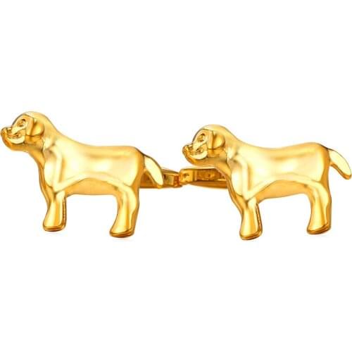 Yellow Gold/Silver Color Cufflinks For Mens Gift Cute Dog Shape Mens Cuff link Wholesale Men Charm Jewelry Fathers Gift C319