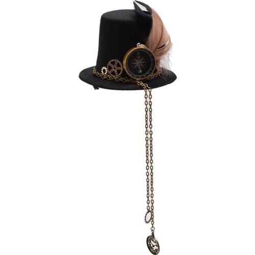 Steampunk mini hat hair clip Vintage Gear Clock Lolita Punk Headdress Party Accessory