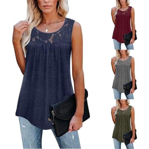 Summer T Shirt Women Europe United States New 2021 Lace Stitching Vest Pleated Blouse Female Tee Tshirts Dropshipping BYT2111