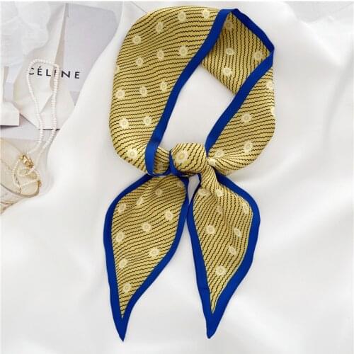 Luna&Dolphin Women French Style Wide Ribbon 100X10cm Small Flower Dot Printed Long Scarf Headbands Neckerchief Streamer Choker