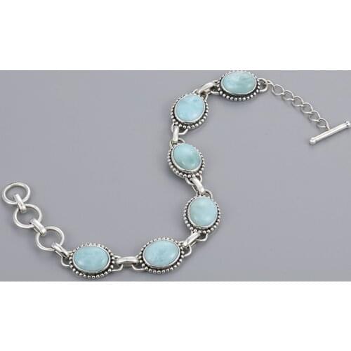 Jewelry Charm 925 Sterling Silver Larimar Woman Bangle New 2021 Wholesale Fashion For Party TRENDY Oval Triangle Bracelet Gift