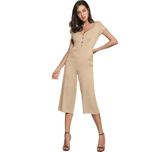 Paney Quin 4 Color V Collar And Style V Backless Women Casual Jumpsuit 2018 Autumn Fashion Loose And Comfortable Jumpsuit