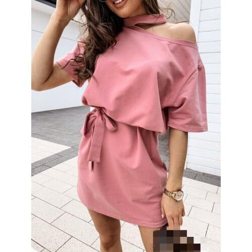 Long Halter Collar Cotton Womens Dress Lace Up Solid White Female Dresses 2021 Summer Fashion Casual Sport Ladies Clothes