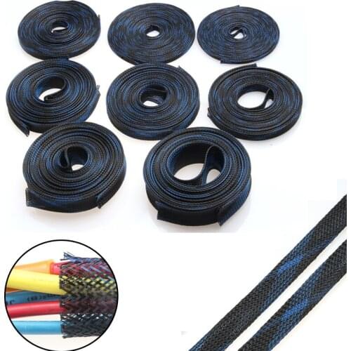1/5M 3 - 30mm PET Braided Expandable Sleeve Cable Wire Wrap Insulated Nylon High Density Tight Sheath Protector Harness