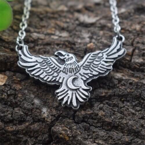 12PCS viking raven necklace moon jewelry