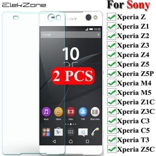 2Pcs Tempered Glass For Sony Xperia Z5 Premium Z4 Z3 Z2 Z1 Z Screen Protector For Xperia Z5 Compact Z1 Z2 MINI C3 C5 L1 L2 L3 L4