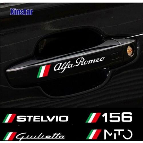 4pcs Car Door Handle Sticker For Alfa Romeo Giulia Giulietta 159 156 MITO Stelvio 147 Sportiva Auto Accessories