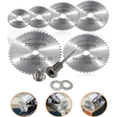 7Pcs High Speed Steel HSS Circular Saw Disc Wheel Cutting Blades For Rotary Tool