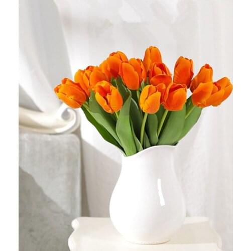 Free Shipping 10pcs/pack Artificial PU Material Tulip Flower Home Decoration Wedding Birthday Wedding Props Fake Flowers