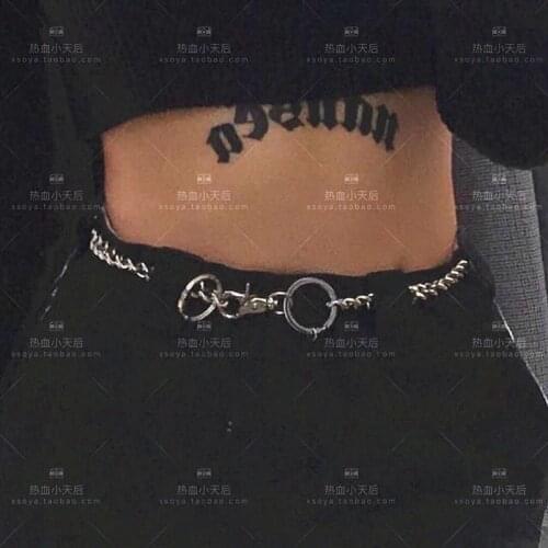 CHAIN + hand made PUNK cool titanium steel dark black simple waist CHAIN pants CHAIN