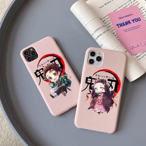 Cute Japan Anime Demon Slayer pink TPU soft phone Case For Iphone 11pro 12 Pro max 12mini 7 8 Plus XR XS Max SE2020 Phone Cover