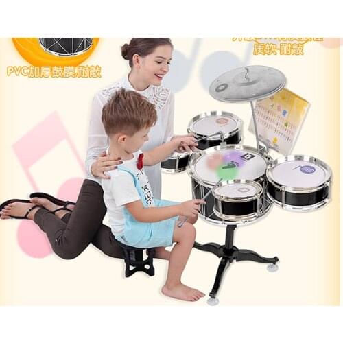 2018Childrens Drums Drums Toys Beginner Getting Started Musical Instrument Knocking Drum Boys Girls With Light Multifunction