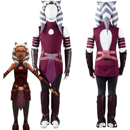 The Clone Wars Ahsoka Tano Cosplay Costume Outfits Kids Children Halloween Carnival Suit