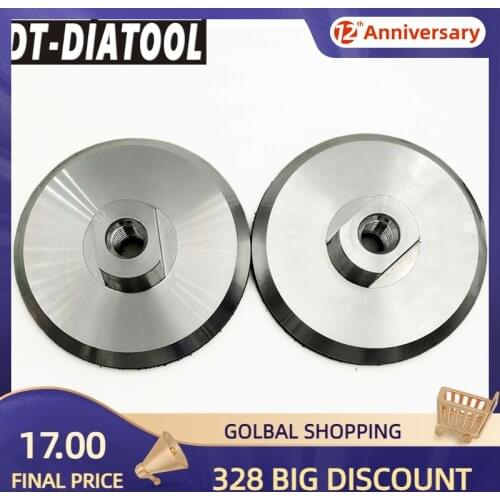 DT-DIATOOL 2pcs M14 Thread 100mm/4" Aluminum Base Back Backer Pad Diamond Polishing Pads Sanding Grinding Discs Backing Holder