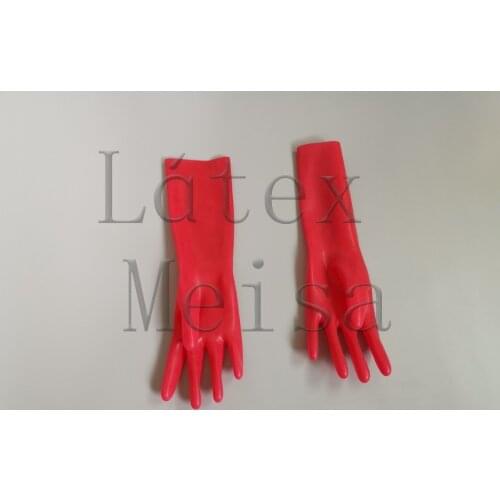 Exotic five finger latex gloves zentai in red color for adults