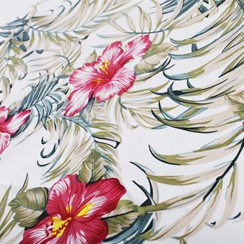 BZ55 100*140cm White Density Satin Iris Printed Cotton Fabrics For Women Clothing Home Textiles Fabrics DIY Sewing Fabrics