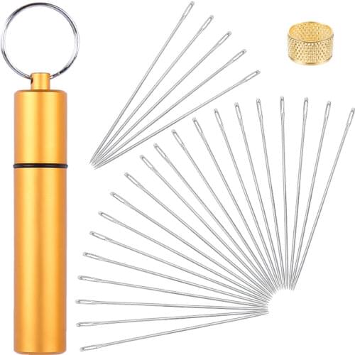 Imzay 24PCS Large-Eye Hand Stitching Blunt Needles (3Size) Large Eye Sewing Needles, In Aluminum Waterproof Storage Tube