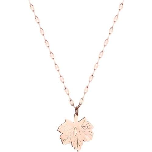 316L Stainless Steel Fashion Fine Focus Jewelry Minimal Lifelike Leaves Charms Choker Collier Necklaces & Pendants For Women N73