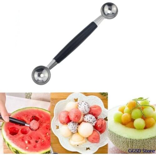 Stainless Steel Melon Baller Spoon Watermelon Carving Knife Double Side Fruit Digging Spoon Ice Cream Scoop Kitchen Accessories