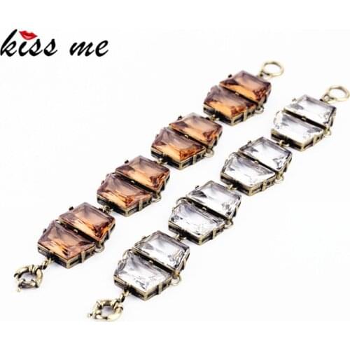 Fashion Accessories Square Glass Crystal Irregular Geometry Vintage Bracelet