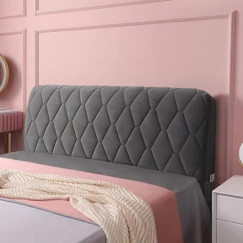 Soft Thicken Velvet Quilted Headboard Cover Solid Color All-inclusive Universal Bed Head Cover Luxury Bed Back Protector Cover