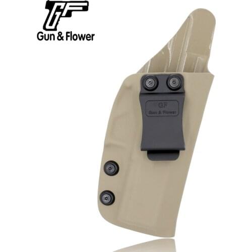 Gun&Flower Concealed Carry Kydex Holster Adjustable Right Hand Draw IWB Belt Pistol Pouch for CZ75 P10C Sand Color