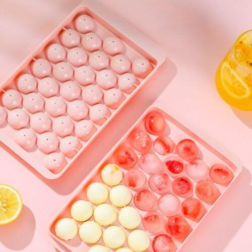 Cavity Plastic Ice Cube Maker Molds with Lid Homemade DIY Frozen Easy Release Taper Round Spherical Shape Ice Trays Moulds