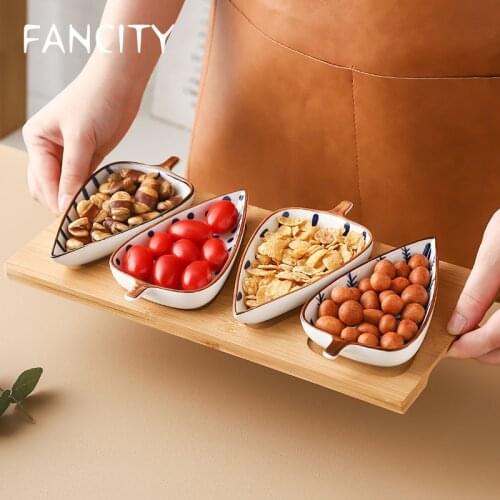FANCITY Fruit tray, leaf dried fruit tray, creative home fruit tray, living room coffee table snack tray, divided snack tray
