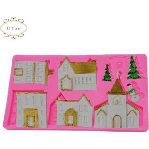 Christmas Gingerbread House Silicone Mold Fondant Mould Cake Decorating Tools Chocolate Gumpaste Sugarcraft Kitchen Gadgets A047