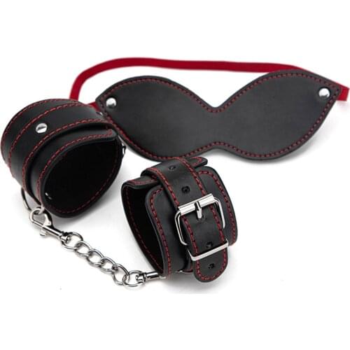 Sexy Adjustable PU Leather Handcuff Ankle Eyemask Cuff Restraints Bondage Sex Toy Muply Restraints Sex Bondage Exotic Accessorie