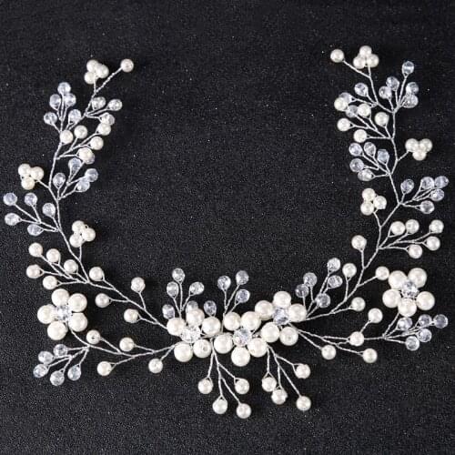 TREAZY Simulated Pearl Crystal Beads Floral Hair Combs Hairpins Wedding Hair Accessories Handmade Bridal Wedding Hair Jewelry