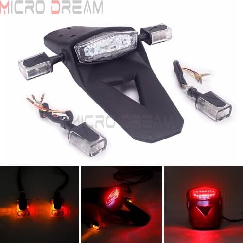 Universal Dirt Bike Fender Clear Lens LED Tail Light Rear Brake Stop Signal Lights Mudguard Enduro Custom Motorcycle Taillights