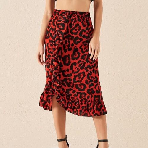 Vintage High Waist Skirts Women Print Leopard Skirt Punk Style Fashion Summer Skirt Casual Mid -calf Plus Size High Street Piece