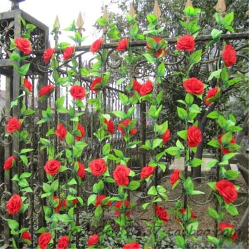 Yoshiko 230cm Roses artificial flowers Vine Wall Hanging Garland Wreath romantic Home wedding decorative flowers vine 20 colors