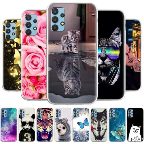 Protective Case For Samsung Galaxy A52 Cases Silicone Cute Cat Animal Phone Bumper Samsung A72 A02 A32 A51 A71 A12 A 52 72 Cover