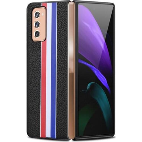 Genuine Leather Phone Protective Case Shockproof Back Cover Shell for Samsung Galaxy Z Fold2 SmartPhone Accessories