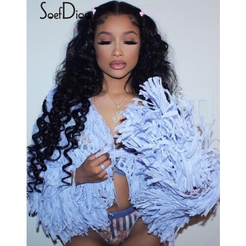 Soefdioo Knitted Cardigan Women Y2k Tops Sexy Long Sleeve Tassel Hollow Out Crop Black Sweater Coat Fall 2021 Party Clubwear