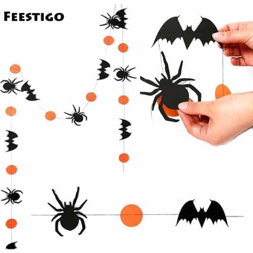 1 PCS Halloween Paper Banners Pumpkin Bat Ghost Spider Skull Shape Banners Garland Home Haunted House Bar Decorations Supplies