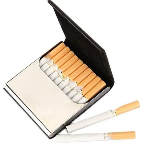 10pcs cigarettes PU leather men cigarette case, anti-squeeze cigarette box