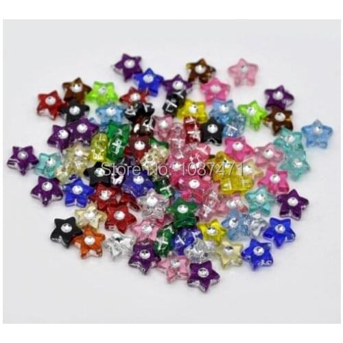 100Pcs 9x9mm Mixed Star Shape Acrylic Beads Jewelry Making Findings 4B365