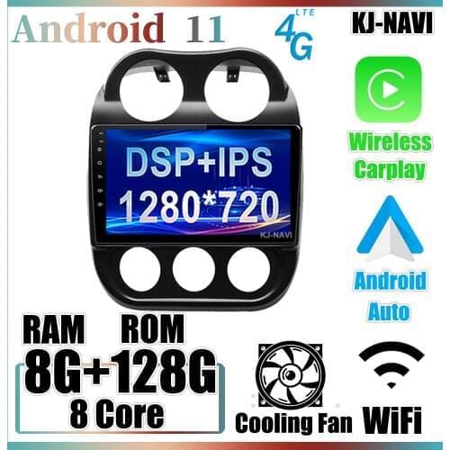 DSP IPS Android 11 Car Radio For Jeep Compass 1 MK 2009 - 2015 No Dvd Carplay Video Player 360 Camera with Canbus Multimedia BT