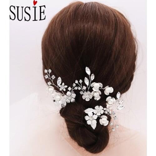 LOVE SUSIE Wedding Hair Accessories Retro Peach Blossom Hairwear Bridal Headdress Flower Hairpins Crystals Rhinestone Jewelery