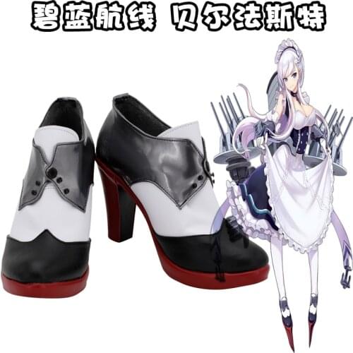 Anime Azur Lane Cosplay HMS Belfast Shoes Cosplay Unisex Cosplay Shoes High Heel White Shoes