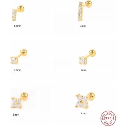 CANNER 2021 Trend Piercing Earrings S925 Sterling Silver Bling Zircon Mini Stud Earring For Loves' Couples Wedding Jewerly Gift